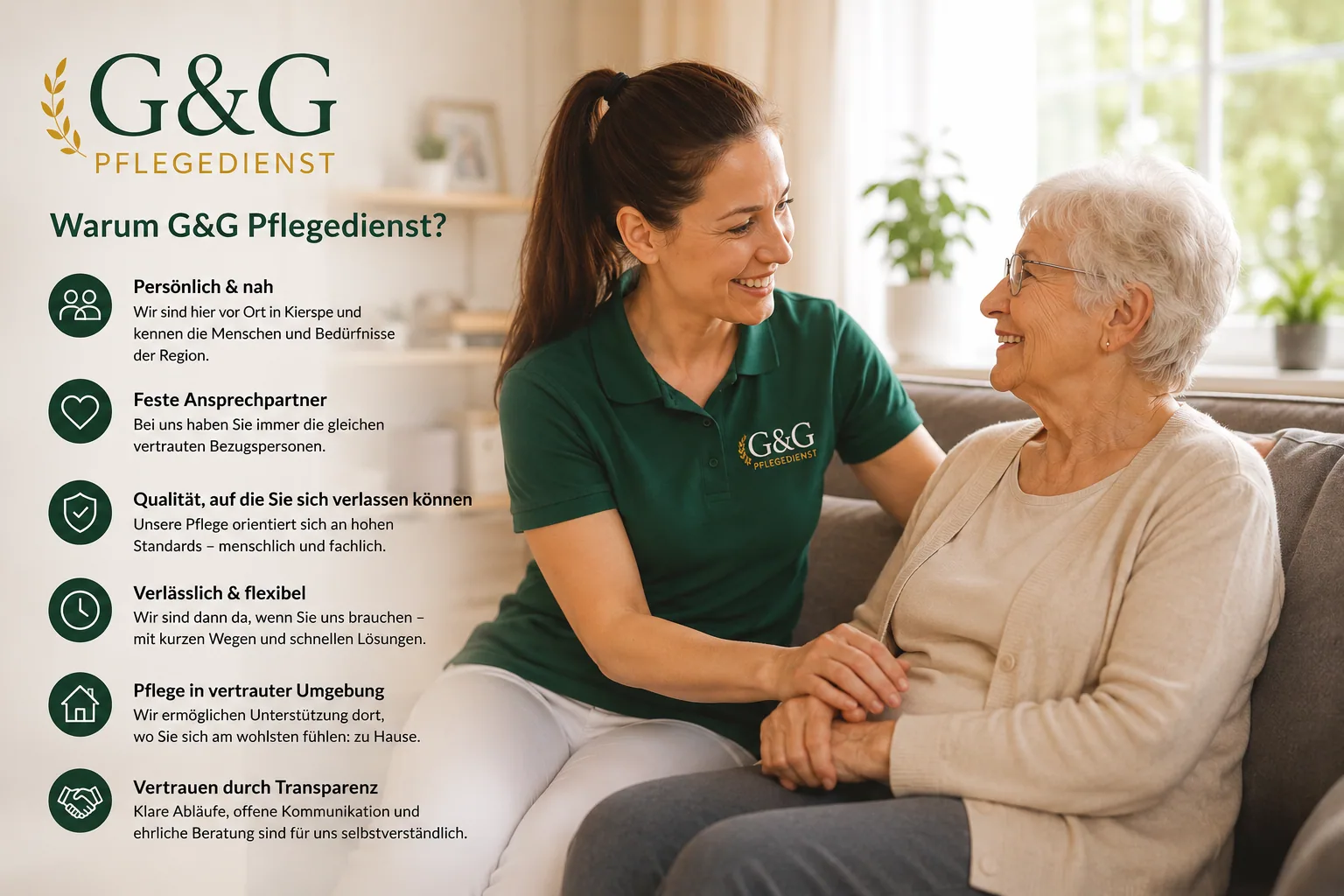 Persönliche und zuverlässige Betreuung durch den G&G Pflegedienst